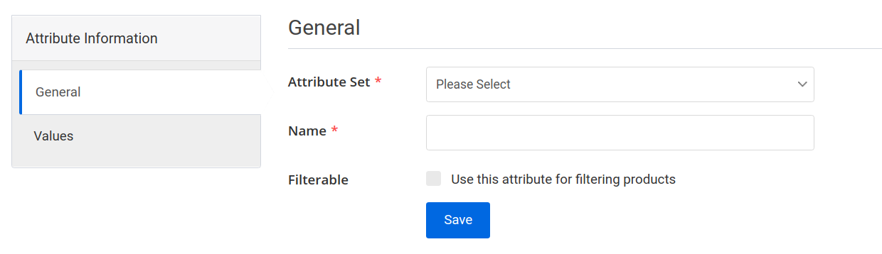 attribute create page general tab