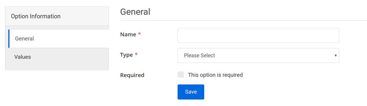 option create page general tab