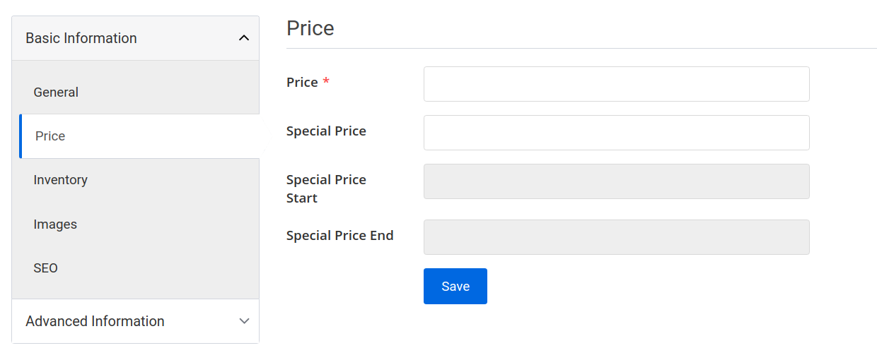 product create page price tab