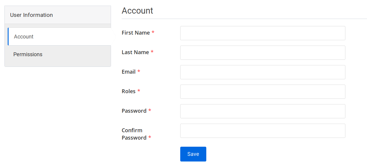 create user account tab